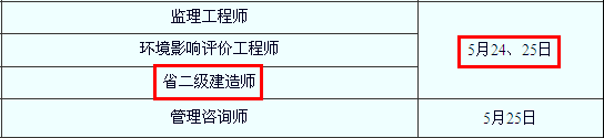 2014年蘇州二級(jí)建造師考試時(shí)間為：5月24、25日