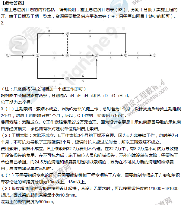 2015年一級建造師建筑工程試題及答案(案例一)