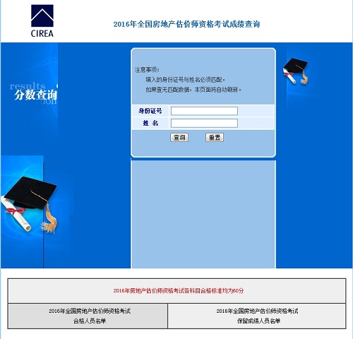 2016年房地估價(jià)師考試成績(jī)查詢?nèi)肟? width=