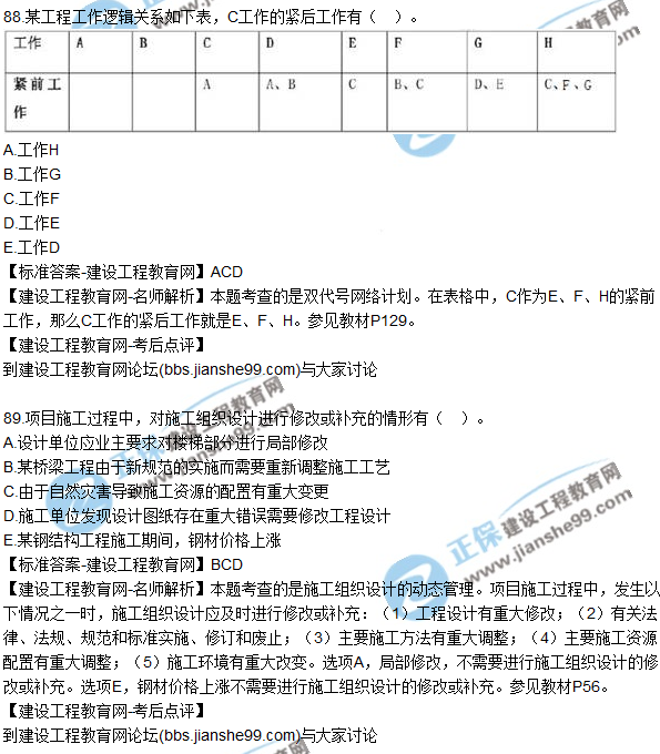 2017年一級建造師《項目管理》試題及答案（81-90）