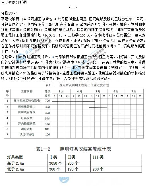 2019年二級(jí)建造師《機(jī)電工程》試題及答案解析案例一